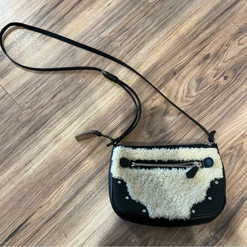 COACH Shearling Leather Rhyder Pochette Crossbody Bag